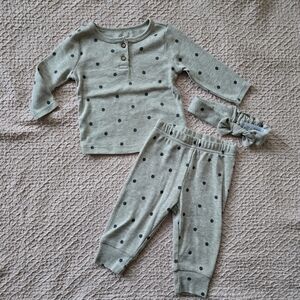 Carter's Just One You Baby Girl Oatmeal Polka Dot Matching set of 3 size 6M